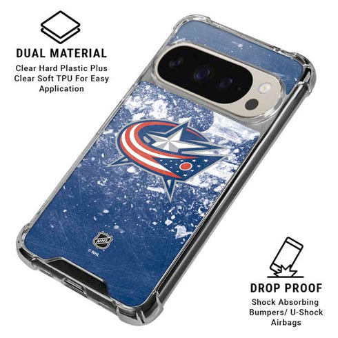 NHL Columbus Blue Jackets Frozen Pixel 9/9 Pro Clear Case